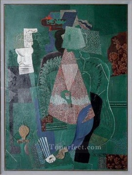 young girl green tunic Painting - Portrait young girl 1914 cubism Pablo Picasso